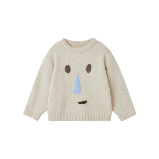 Papa crawling autumn and winter new parent-child sweater sweater warm mother-child top off-white-children 120