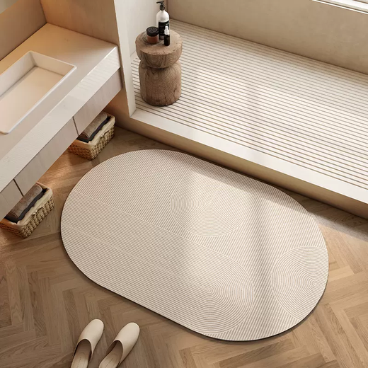 Yusenyi Bathroom Water-Absorbing Algae Anti-Cartoon Anti-slip Strong Silicon Cute Mud Doorway Dressing Room Falling Foot Mat Array (Oval) 80x120cm (Home Surprise Style)