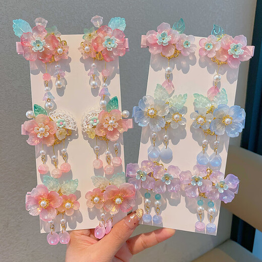 Children's ancient style hair accessories Chinese style Hanfu headwear girls' ancient costume hairpins kindergarten baby ancient tassel hairpins Shudai