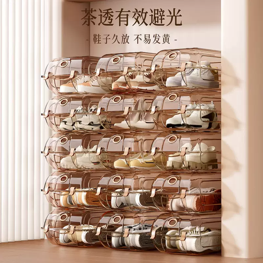 Yusenyi shoe box storage box is a transparent space-saving plastic shoe storage artifact storage box that does not take up space and can be stacked with shoe cabinets. 10 pieces in extra wide medium size (white buckle) within 39 yards