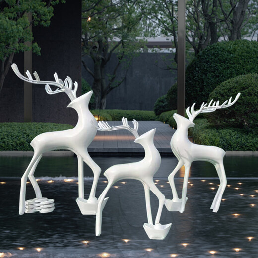 Stainless Steel Deer Sculpture Customized Large Geometric Sectioned Mirror Luminous Hollow Abstract Animal Outdoor Landscape Ornament Customized Contact Customer Service for Details
