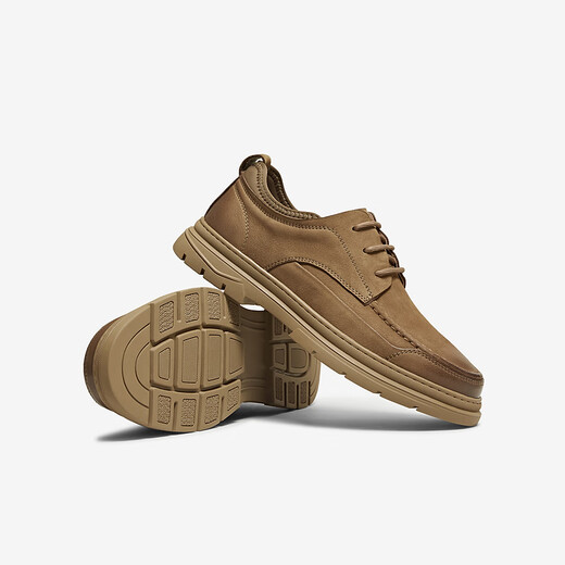 TATA Business Casual Leather Shoes Men's Genuine Leather Work Shoes Comfortable Casual Men's Shoes 2025 Autumn PGS01CM5 Khaki 42