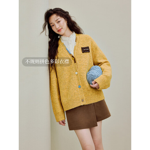 Yinman Xiaoxiang bright silk raw edge cardigan sweater 2025 autumn women's new knitted jacket ginger XL
