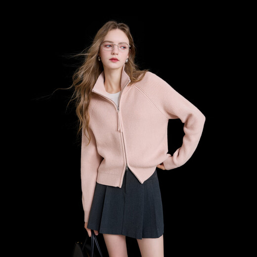 Sancai 2025 winter new style, anti-pilling, lapel raglan sleeve cardigan, loose knitted sweater, casual and simple M, light pink S 155/80A