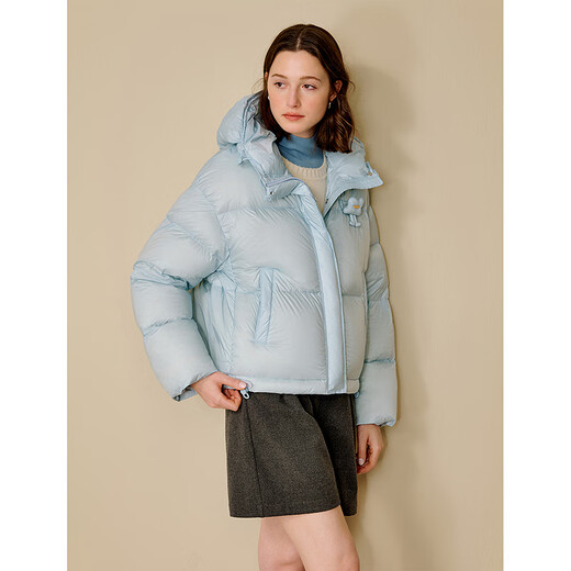 Yinman fast hot yarn gutless down jacket 2025 winter women's new three-dimensional fleece bag short warm jacket sea blue M