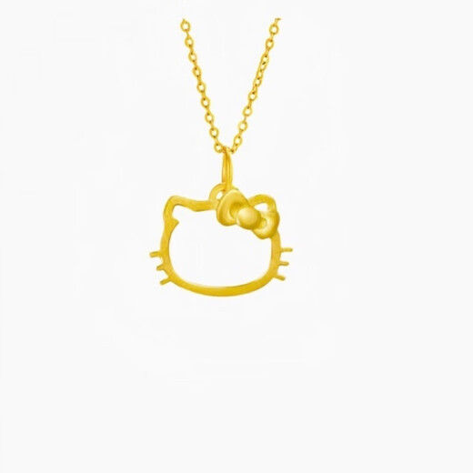 Xingu gold 999 hollow pendant cute Hello Kitty necklace Valentine's Day imitation gold color gift kt cat pendant for girlfriend 0.98g