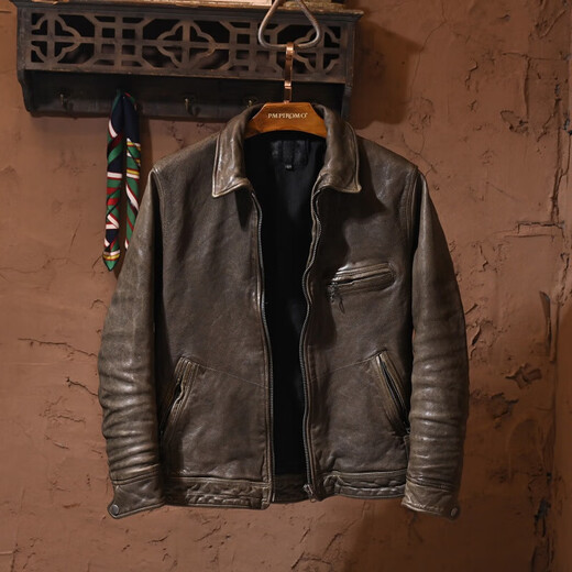 Jeep Spirit Greil en cuir en cuir veste pour la tête de tête pour hommes couches de mouton de mouton veste en cuir belle pour courte veste rétro pour hommes pour hommes à la mode pour hommes xl