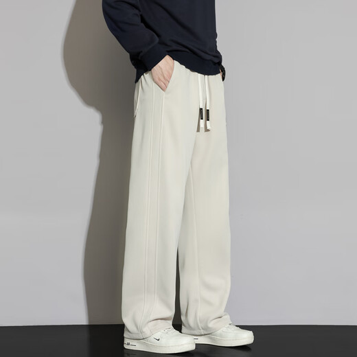 MONPOC scimitar casual pants men's spring and autumn Hong Kong style trendy loose sportswear straight pants MOX23 khaki 2XL