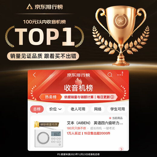 Aiben's CET-4 and CET-6 English radio has a strong signal that can penetrate walls. Hearing headphones for college students to use for the CET-46 exam. Campus FM radio for the CET-4 and CET-8 exams. C5S flagship charging model. Package 2. Radio + battery/fast charging cable + earphones + storage bag.