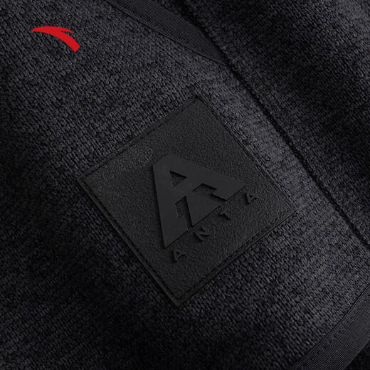 ANTA (ANTA) Brother Z's same style Fire Shell Earth Shell 3.0 Antistatic Fleece Jacket Outdoor Stand Collar Jacket Men's Jacket Men's Style - Jacquard Thick Needle - Stand Collar Style Basic Black Gray - 4 L (Male 175 Female 170)