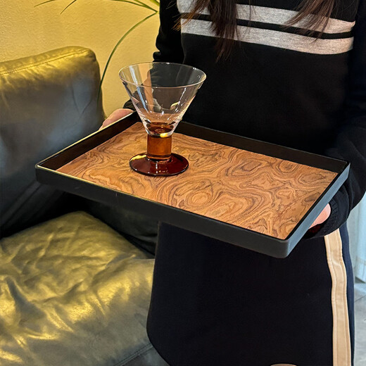 Shijanu handmade natural wood veneer tray light luxury storage aromatherapy jewelry tray Middle Ages 922-Small-Yahei