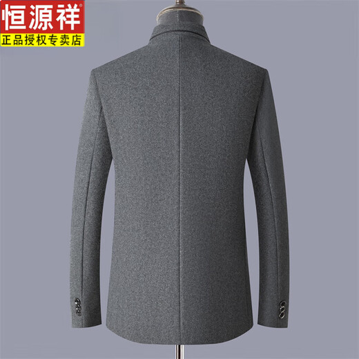 Hengyuanxiang wool coat men's autumn and winter new thickened and warm woolen woolen jacket for middle-aged and elderly men's dad's jacket Gray XL size 135-150Jin Jin equals 0.5 kg