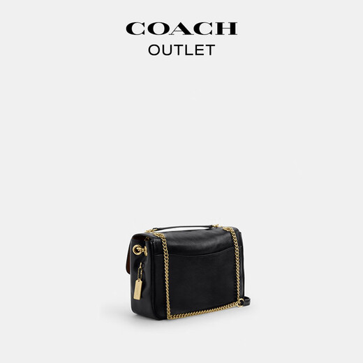 COACH Outlet women's bag classic logo ELODIE crossbody bag shoulder bag commuter chain bag box bag IM/walnut color/black