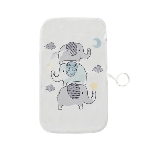 Baby diaper pad, newborn baby diaper changing pad, washable, waterproof, compact, portable, for kindergarten use, gray elephant (rectangular diaper pad) 60*35