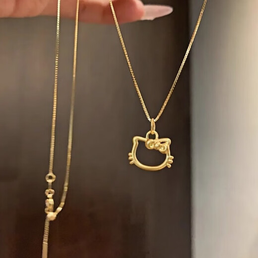 Xingu gold 999 hollow pendant cute Hello Kitty necklace Valentine's Day imitation gold color gift kt cat pendant for girlfriend 0.98g