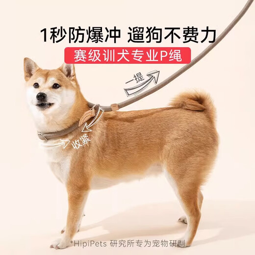 Guazhou Mu dog rope explosion-proof P chain dog walking traction rope anti-breakaway dog chain medium and large dog traction rope length 1.5m*thick 1.6cm black