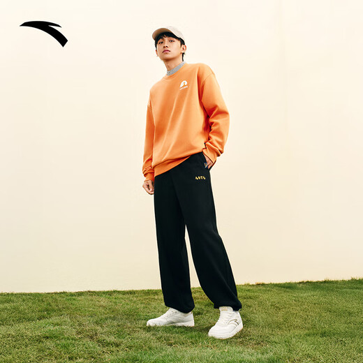 ANTA Fox Bu Collaboration | Velvet casual sports trousers for men in winter, warm, loose and interesting pattern trendy girdle pants