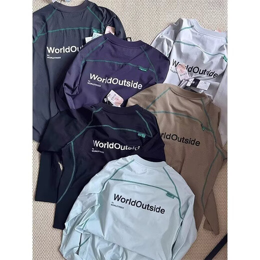 Mo Xiaodao long-sleeved T-shirt men's autumn new contrasting color splicing quick-drying outdoor sports running and cycling clothing bottoming shirt top for women purple L recommended 100-120Jin Jin equals 0.5 kg