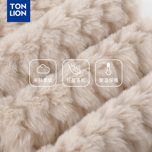 Tang Lion; TONLION cute deer antler hat scarf integrated with women in autumn and winter thickened warm versatile cycling cold-proof ear protection plush hat Beige