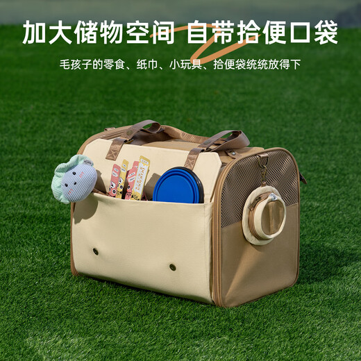 wakytu英国品牌宠物外出便携单肩外带猫咪透气手提携带大容量狗包猫包 复古棕【轻便挺阔+宽敞透气+多样出行+四季通用】 15斤内猫/10斤内狗