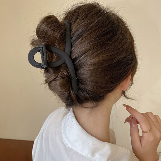 Ye Feili simple and versatile hairpin for the back of the head, shark clip, acrylic gripper, large feminine hair accessory, matte black