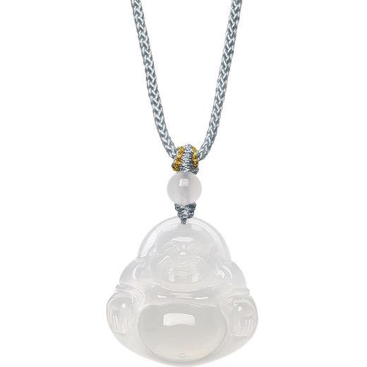 Saturday Blessing White Moonlight Chalcedony Buddha Necklace Men's and Women's Pendant Birthday Gift J0414089 Color Rope