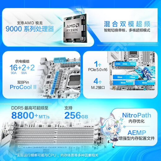 ROG STRIX X870-A GAMING WIFI S Fubuki motherboard supports CPU 9900X3D/9950X3D/9800X3D (AMD X870/socket AM5)