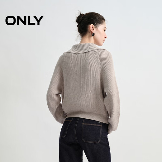 ONLY 2025 Autumn Elegant and Intelligent Raglan Sleeve Solid Color Large Lapel Sweater for Women|125313027