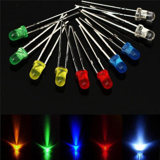 3MM/5MM light-emitting diode package LED plug-in experimental lamp bead component package F3/F5mm LED small light bulb red, green, yellow, blue and white mist DIY set/boxed 3mm/5mm five colors 20 pcs each (200 pcs in total) boxed