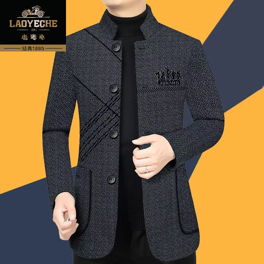 Classic car high-end wool casual jacket for men spring and autumn new slim business casual dad wear wool suit jacket light gray XL 180/96A recommended 135-155Jin Jin equals 0.5 kg