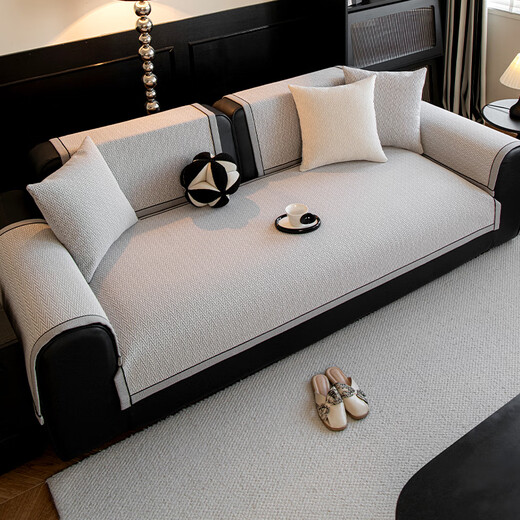 Love Lifetime Sofa Cushions for All Seasons 2026 New Sofa Seat Cushion Non-Slip Cover Cloth Cover High-end Popular Straight Seat Cushion Chenille Chihiro-Gray 90cm*70cm Extended Armrest Cover Backrest Cover