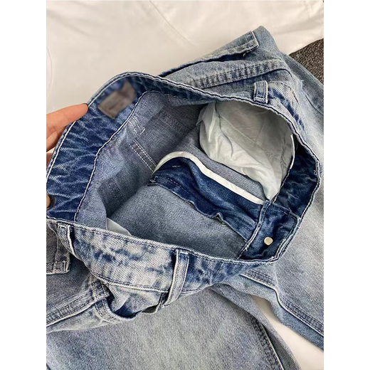 7 excellent products Men's micro-flared jeans autumn and winter plus velvet American high-end machete loose straight long pants for men DF-707 light blue XL