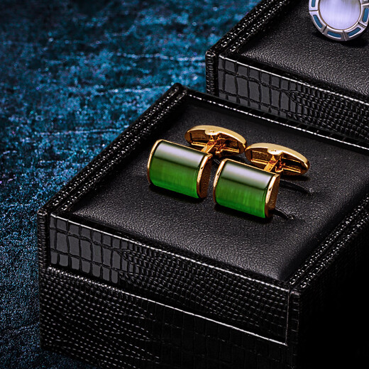 KFLK men's cufflinks French light luxury shirt cuff buttons metal cuff nails high-end shirt green cuff buttons custom lettering green