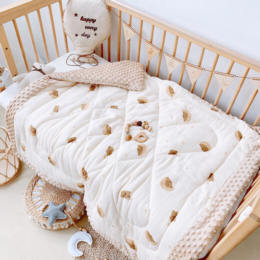 Other Doudou Blanket Newborn Baby Autumn and Winter Newborn Small Quilt Soothing Blanket Children's Blanket Huddling Kindergarten Four Seasons 120*100-Moon Bear Doudou Quilt Autumn and Winter Thick Style (Suitable for Around 8-18 Degrees)