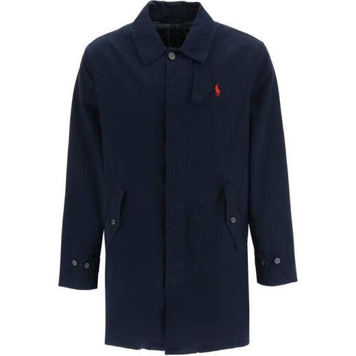 RALPH LAUREN Ralph Lauren Solid Color Logo Embroidered Mid-Length Windbreaker Jacket Men's Blue Blue M