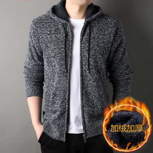 Warm and skin-friendly dad cardigan jacket men's loose middle-aged and elderly autumn and winter velvet thickened top for men brown M recommended 100-125 Jin Jin equals 0.5 kg