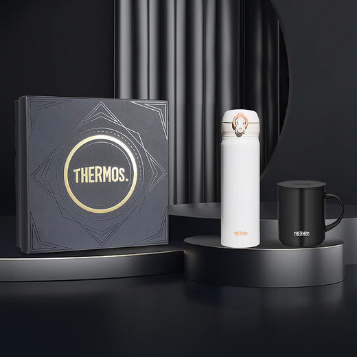 Thermos thermos cup gift box high-end business office gifts men and women gift mug water cup set group purchase blue thermos cup + white mug + gift box