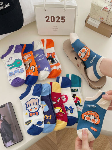 Jingxin wählt modische Sommer-Frauensocken dünne japanische Student mit niedrigem koreanischem flachen Mundboot-Boat-Socken Cartoon Animation leicht zu passen koreanische Version 13794 Paare, gleich groß