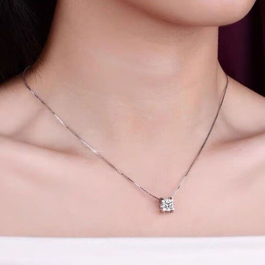 Pt950 platinum imported moissanite necklace 18k rose gold bull head four-claw diamond necklace clavicle single pendant for women 2.9g platinum 50 points + box chain 45cm