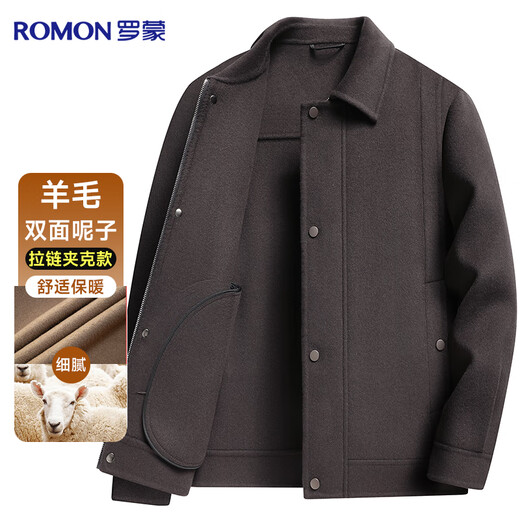 Romon wool double-sided woolen jacket for men, thickened lapel woolen woolen coat, autumn and winter casual lapel for young and middle-aged people