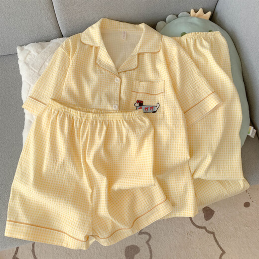 
Shiganu's new product dachshund dog pajamas for women 2025 summer gauze short-sleeved three-piece set of Chinese Valentine's Day Yunduo Cotton-J9901# Paradise Puppy Three-piece Set M [Suggestion 75-100Jin [Jin equals 0.5 kg]]