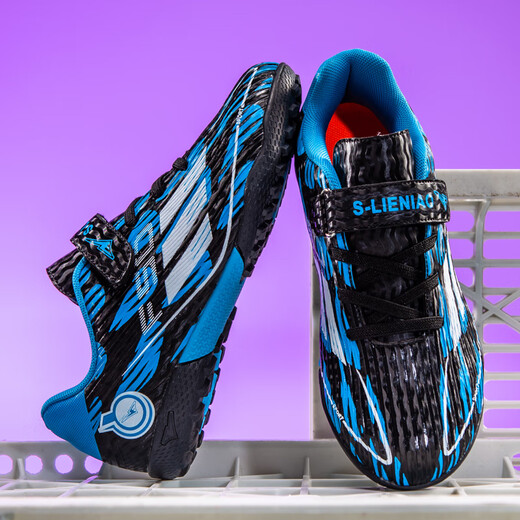 New F50 non-slip football shoes with broken nails for men and women, boys and girls, primary and secondary school students, special competition training, black and blue 33