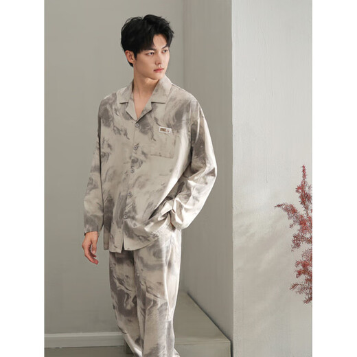 Yalu Pyjamas Spring and Automne Pure Coton Pure à manches longues Men d'automne mince plus taille plus d'automne et de vêtements d'hiver Ensemble de vêtements de maison 13063 Couleur d'image M hauteur d'environ 165 mètres, poids 100-125 Jin [Jin est égal à 0,5 kg]