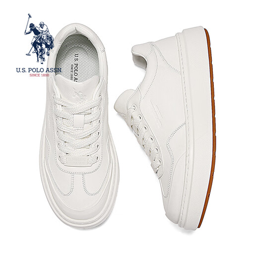 U.S. POLO ASSN. Autumn new business casual shoes Paul men's shoes fashionable and versatile leather white shoes thick-soled non-slip heightening sneakers