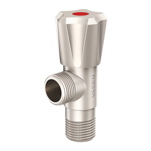 Weixing Brass Triangle Valve 4 Points Cream Air Cold Hot Water Washbasin Sink Washing Machine Ceramic Valve Core 1119Y-Nickel Brushed-Red