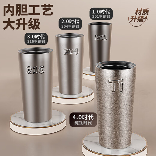 BEMEGA Pure Titanium Lily of the Valley Thermos Cup Women's High-Looking Titanium Cup Mark Coffee Cup Straw Water Cup New Year's Birthday Gift Zhenyao White Lily of the Valley Gift Box + Double-layer Pure Titanium + Independent Tea Storage 520ml