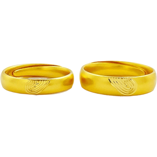 Old temple gold ring, ancient gold, promise you, fingerprint, couple, gold pair ring, wedding, three gold proposal gold ring, men and women, one pair, about 12.88g