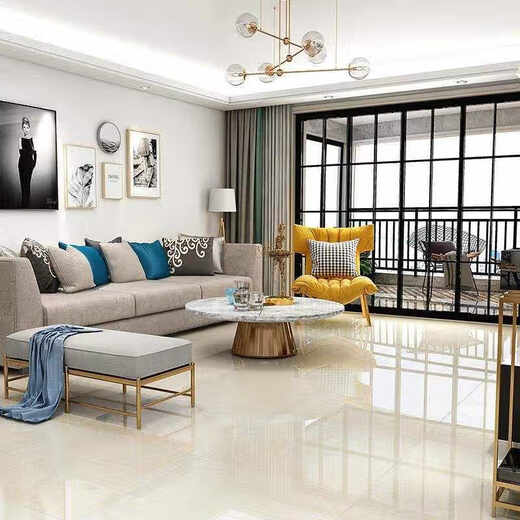 Guangdong Foshan ceramic tiles 800x800 polished tiles living room home decoration floor tiles 600x600 vitrified tiles anti-slip wall tiles yellow Pilates 600x600 not included - shipped - starting from 20 pieces