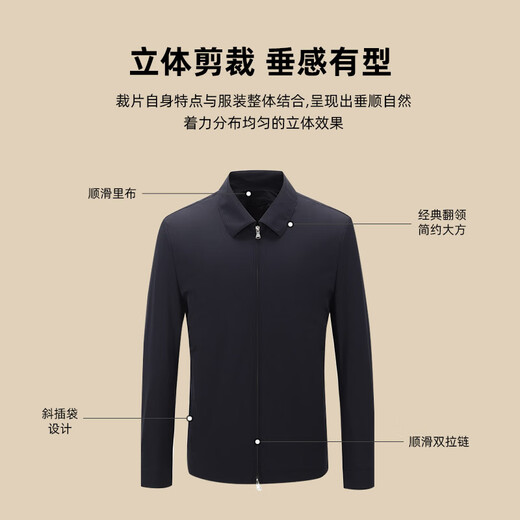 YOUNGOR Business Commuting Jacket Autumn and Winter New Business Lapel Executive Jacket Navy XL(180/100A)