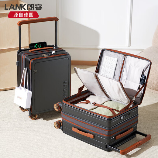 朗客（Raenlkor）德国侧开盖行李箱20寸登机可扩容深仓大容量宽拉杆旅行皮箱24男女 灰咖序章-子母箱【溜冰透明轮】 20英寸 可上飞机【适合7-10天出行】